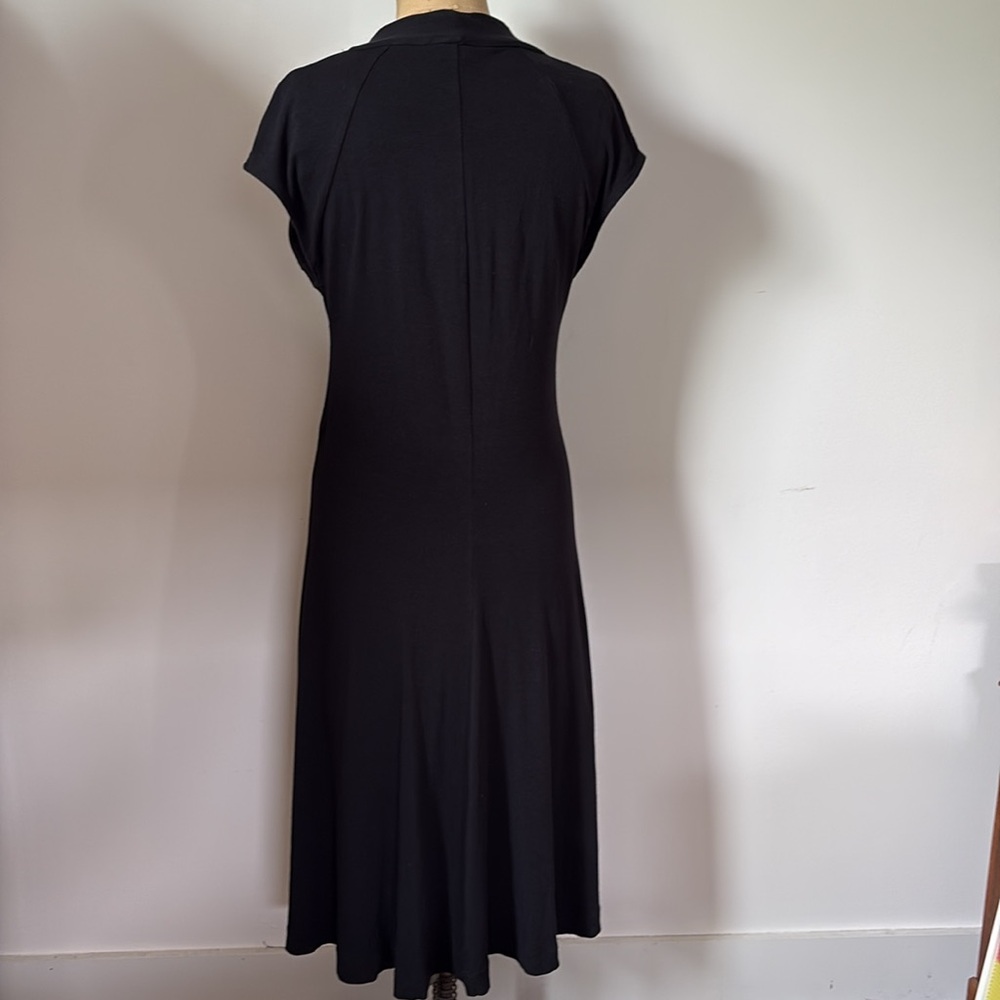 Lord & Taylor Dress Midi Elegant Black V-Neck Knit 6-8 - Picture 5 of 9